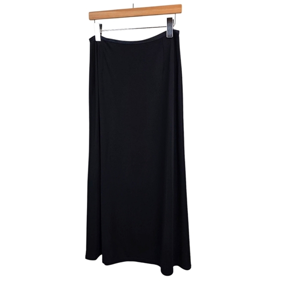 J. Jill Maxi Skirt LP Black Ponte Knit Full Length Minimalist Quiet Luxury - Picture 4 of 13